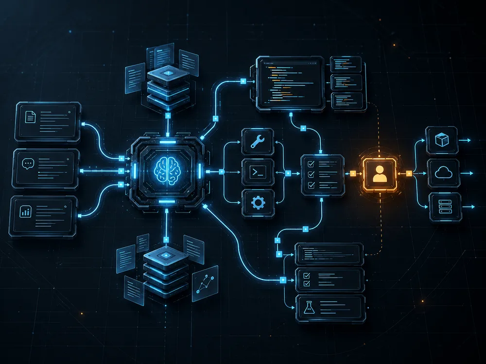 Concept artwork of the Forge AI agent platform