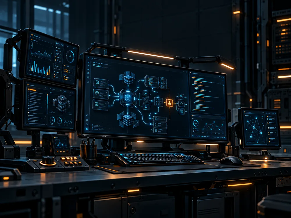 Concept artwork of the Outpost terminal command center